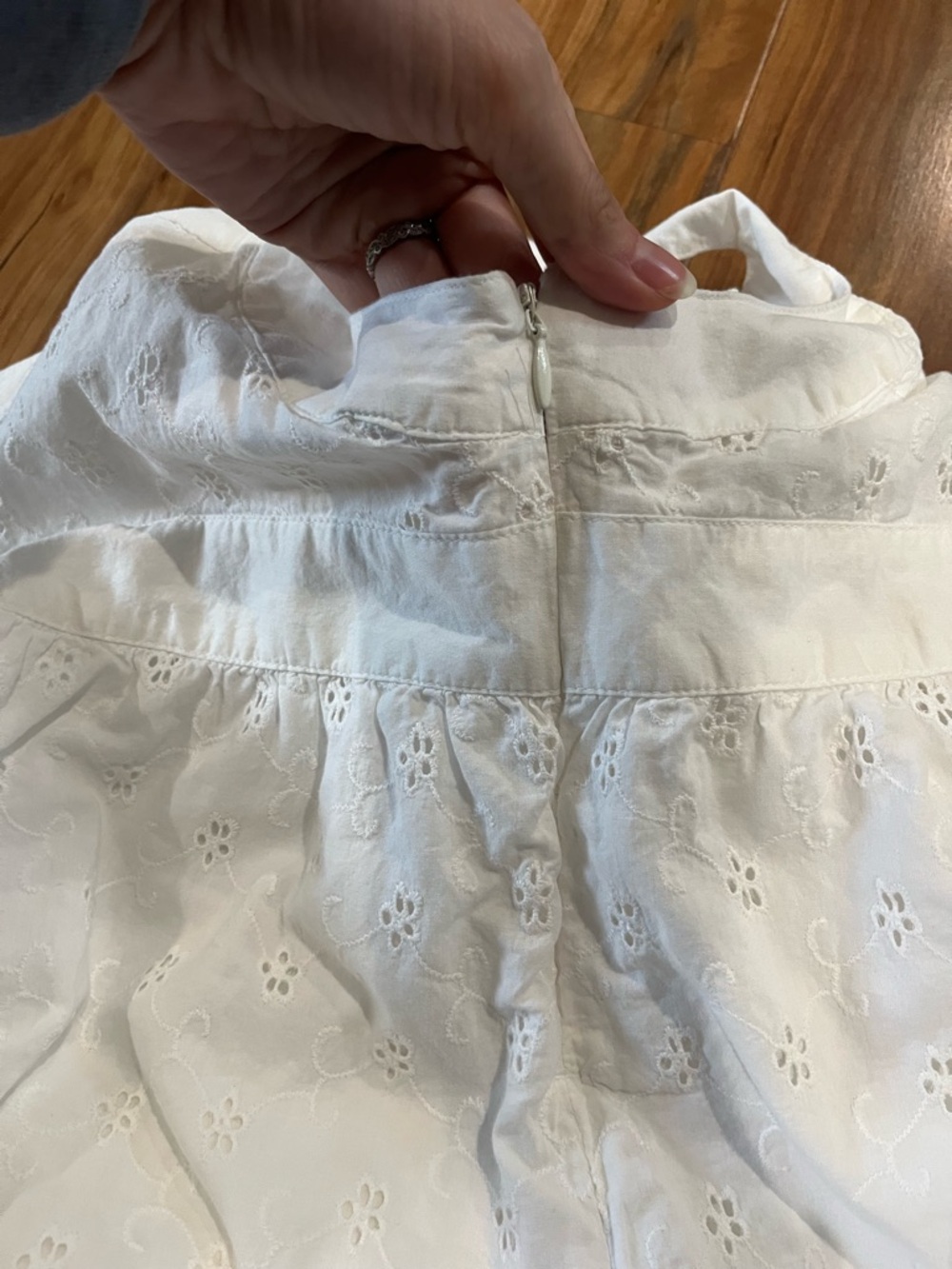 Girl’s Large Classic White Eyelet Sundress - Picture 3 of 5
